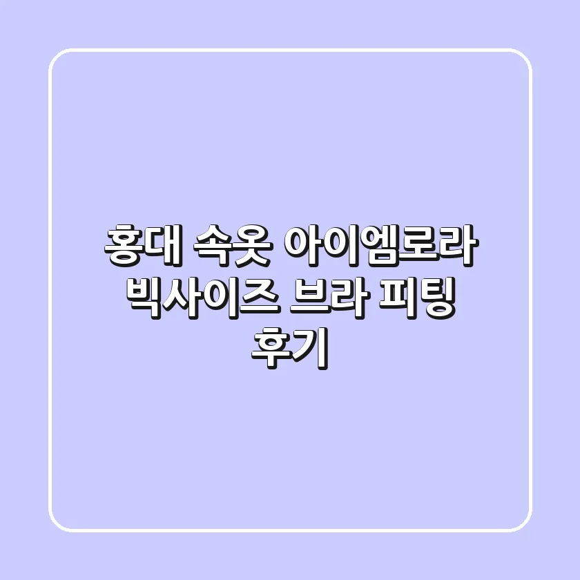 홍대 속옷: 아이엠로라 빅사이즈 브라 피팅 후기