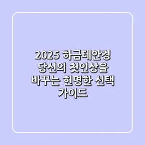 2025 하금테안경, 당신의 첫인상을 바꾸는 현명한 선택 가이드
