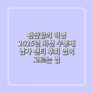 편안함의 혁명: 2025년 최신 무봉제 남자 팬티, 후회 없이 고르는 법