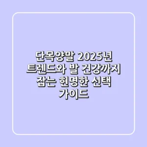 단목양말, 2025년 트렌드와 발 건강까지 잡는 현명한 선택 가이드