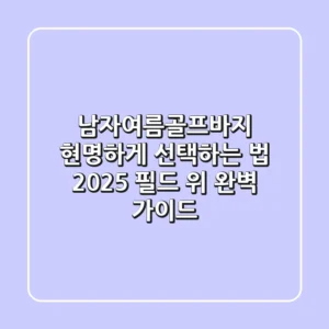 남자여름골프바지, 현명하게 선택하는 법: 2025 필드 위 완벽 가이드