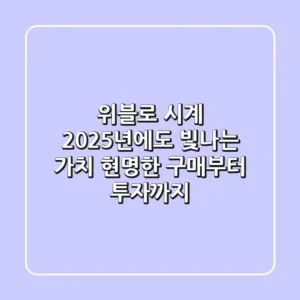 위블로 시계, 2025년에도 빛나는 가치: 현명한 구매부터 투자까지