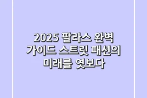 2025 팔라스 완벽 가이드: 스트릿 패션의 미래를 엿보다