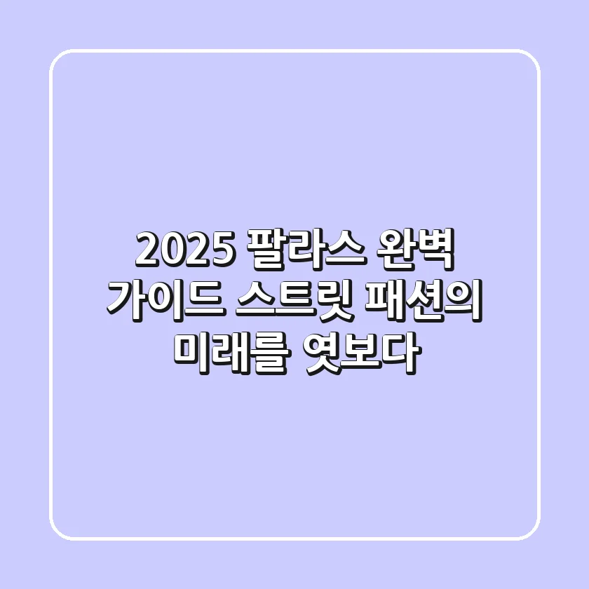 2025 팔라스 완벽 가이드: 스트릿 패션의 미래를 엿보다