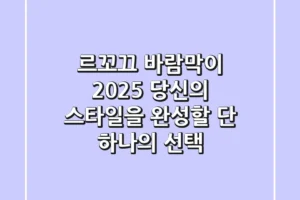 르꼬끄 바람막이, 2025 당신의 스타일을 완성할 단 하나의 선택