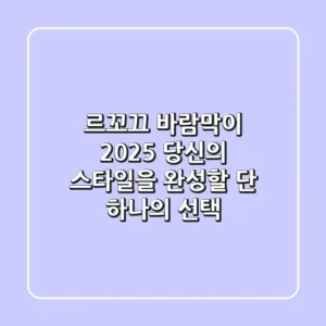 르꼬끄 바람막이, 2025 당신의 스타일을 완성할 단 하나의 선택