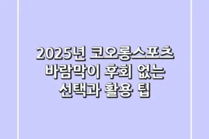 2025년 코오롱스포츠 바람막이, 후회 없는 선택과 활용 팁