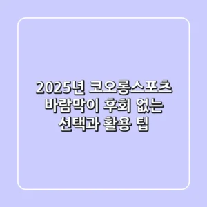 2025년 코오롱스포츠 바람막이, 후회 없는 선택과 활용 팁