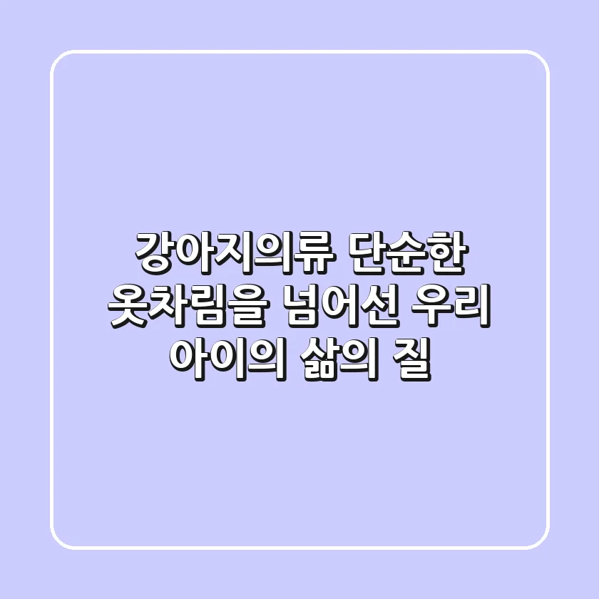 강아지의류, 단순한 옷차림을 넘어선 우리 아이의 삶의 질