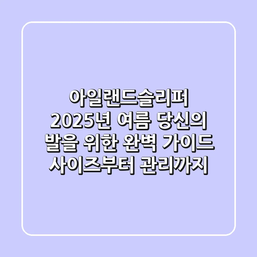 아일랜드슬리퍼, 2025년 여름 당신의 발을 위한 완벽 가이드: 사이즈부터 관리까지!