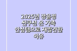 2025년 장윤정 썬쿠션, 온 가족 안심템으로 재발견한 이유