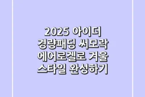 2025 아이더 경량패딩: 써모락 & 에어로겔로 겨울 스타일 완성하기