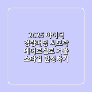 2025 아이더 경량패딩: 써모락 & 에어로겔로 겨울 스타일 완성하기