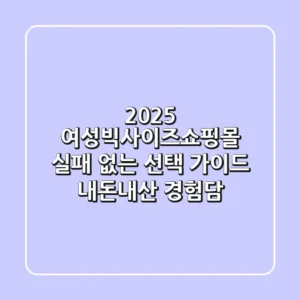 2025 여성빅사이즈쇼핑몰: 실패 없는 선택 가이드 (내돈내산 경험담)