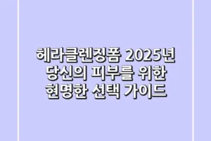 헤라클렌징폼, 2025년 당신의 피부를 위한 현명한 선택 가이드