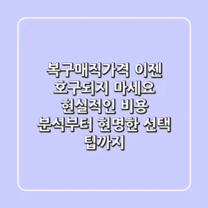복구매직가격, 이젠 호구되지 마세요! 현실적인 비용 분석부터 현명한 선택 팁까지