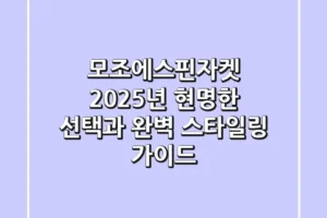 모조에스핀자켓, 2025년 현명한 선택과 완벽 스타일링 가이드