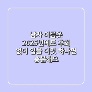 남자 여름옷, 2025년에도 후회 없이 입을 '이것' 하나면 충분해요