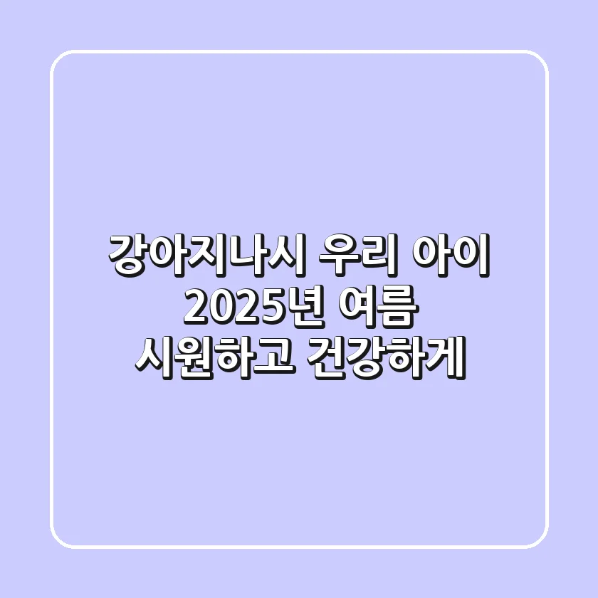 강아지나시: 우리 아이 2025년 여름, 시원하고 건강하게!