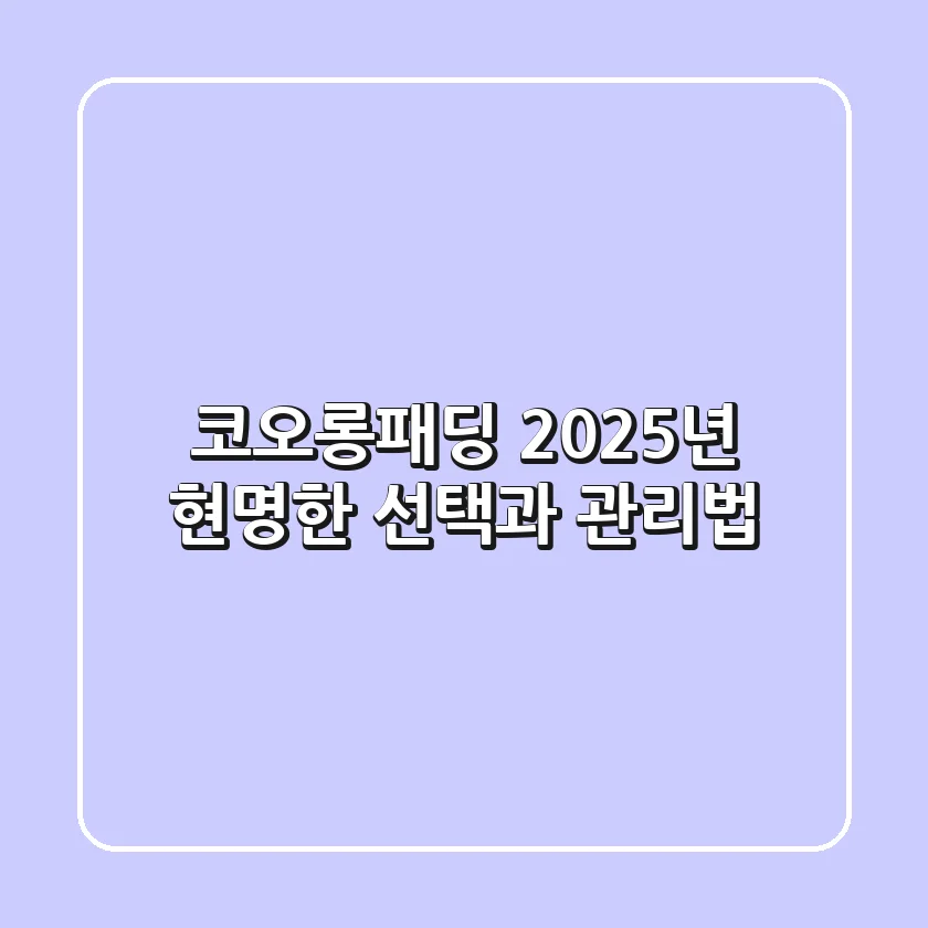 코오롱패딩, 2025년 현명한 선택과 관리법