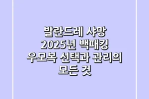발란드레 샤망, 2025년 백패킹 우모복 선택과 관리의 모든 것