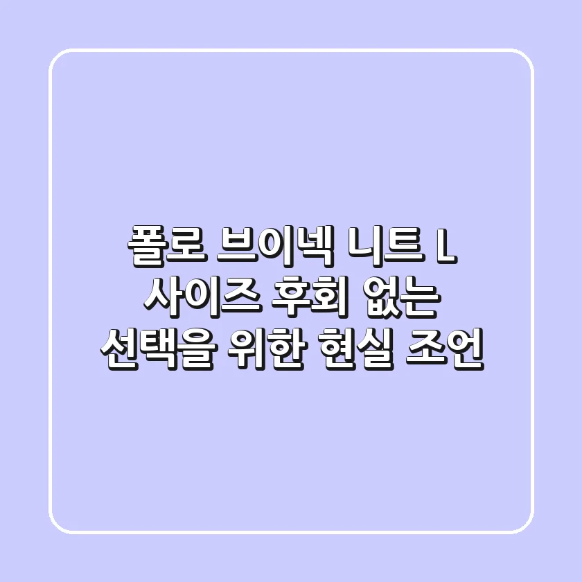 폴로 브이넥 니트 L 사이즈, 후회 없는 선택을 위한 현실 조언