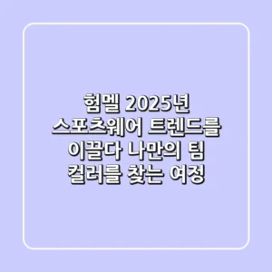 험멜, 2025년 스포츠웨어 트렌드를 이끌다: 나만의 팀 컬러를 찾는 여정