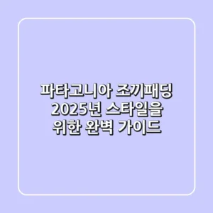 파타고니아 조끼패딩, 2025년 스타일을 위한 완벽 가이드