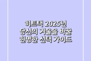 히트택, 2025년 당신의 겨울을 바꿀 현명한 선택 가이드