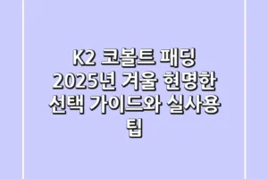 K2 코볼트 패딩, 2025년 겨울 현명한 선택 가이드와 실사용 팁