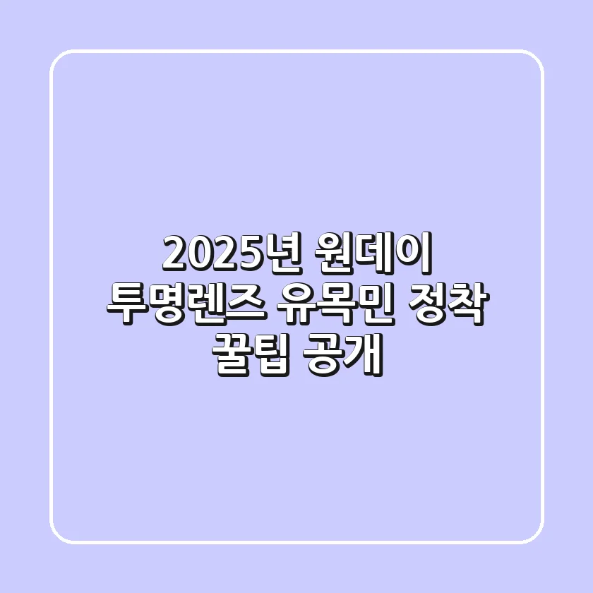 2025년 원데이 투명렌즈, 유목민 정착 꿀팁 공개!