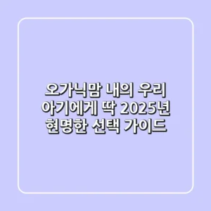 오가닉맘 내의, 우리 아기에게 딱! 2025년 현명한 선택 가이드