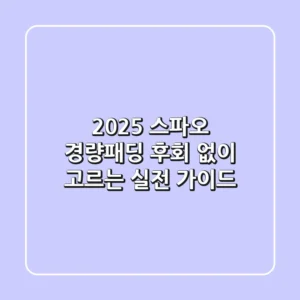 2025 스파오 경량패딩, 후회 없이 고르는 실전 가이드