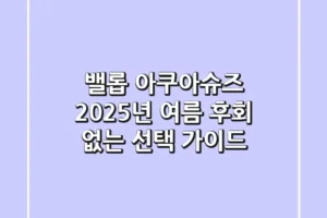 밸롭 아쿠아슈즈 2025년 여름, 후회 없는 선택 가이드