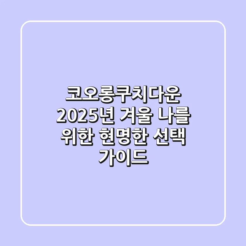 코오롱쿠치다운: 2025년 겨울, 나를 위한 현명한 선택 가이드