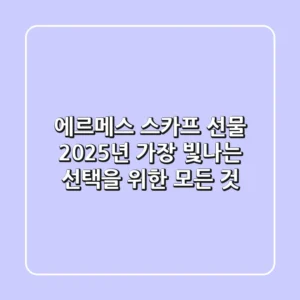 에르메스 스카프 선물, 2025년 가장 빛나는 선택을 위한 모든 것