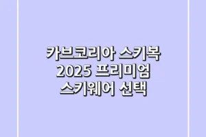 카브코리아 스키복: 2025 프리미엄 스키웨어 선택